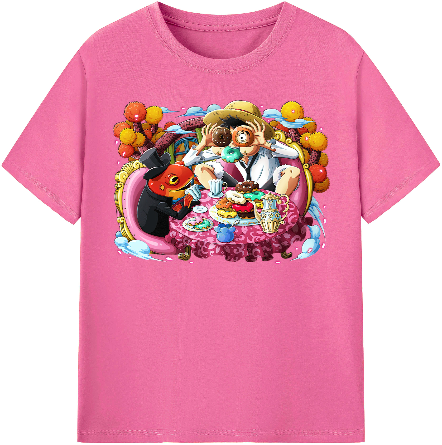 ワンピース モンキー・D・ルフィ ONE PIECE Monkey D. Luffy レディースカジュアルプリントTシャツ（綿100％）